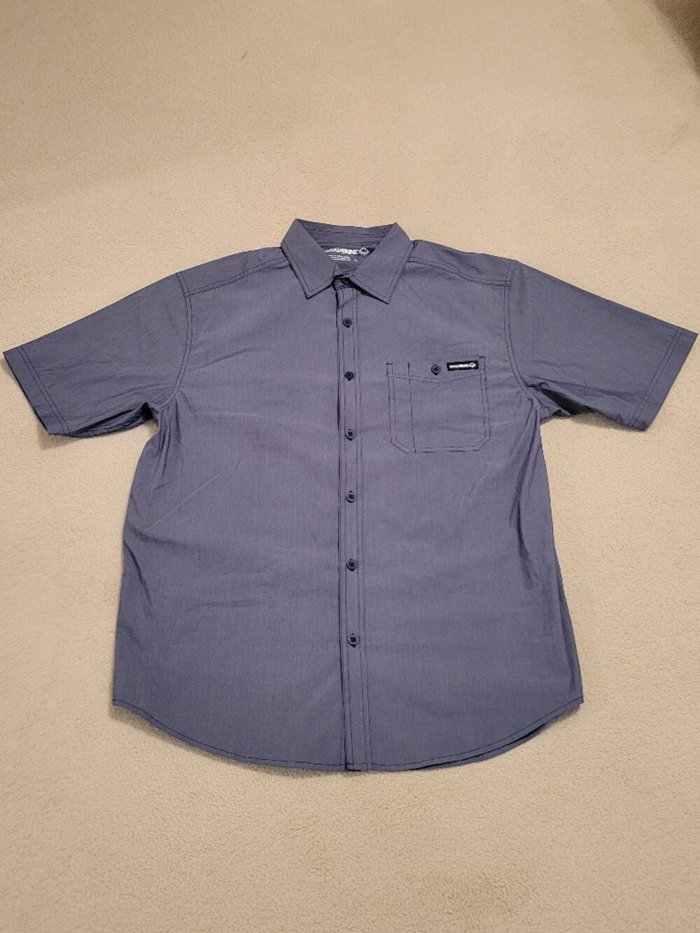Men's Wolverine Gray Short-Sleeve Shirt, Size Large